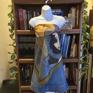 Vintage Picasso-Inspired Silk Scarf – 34" Square – Peacock Silk, Colorful,Unique